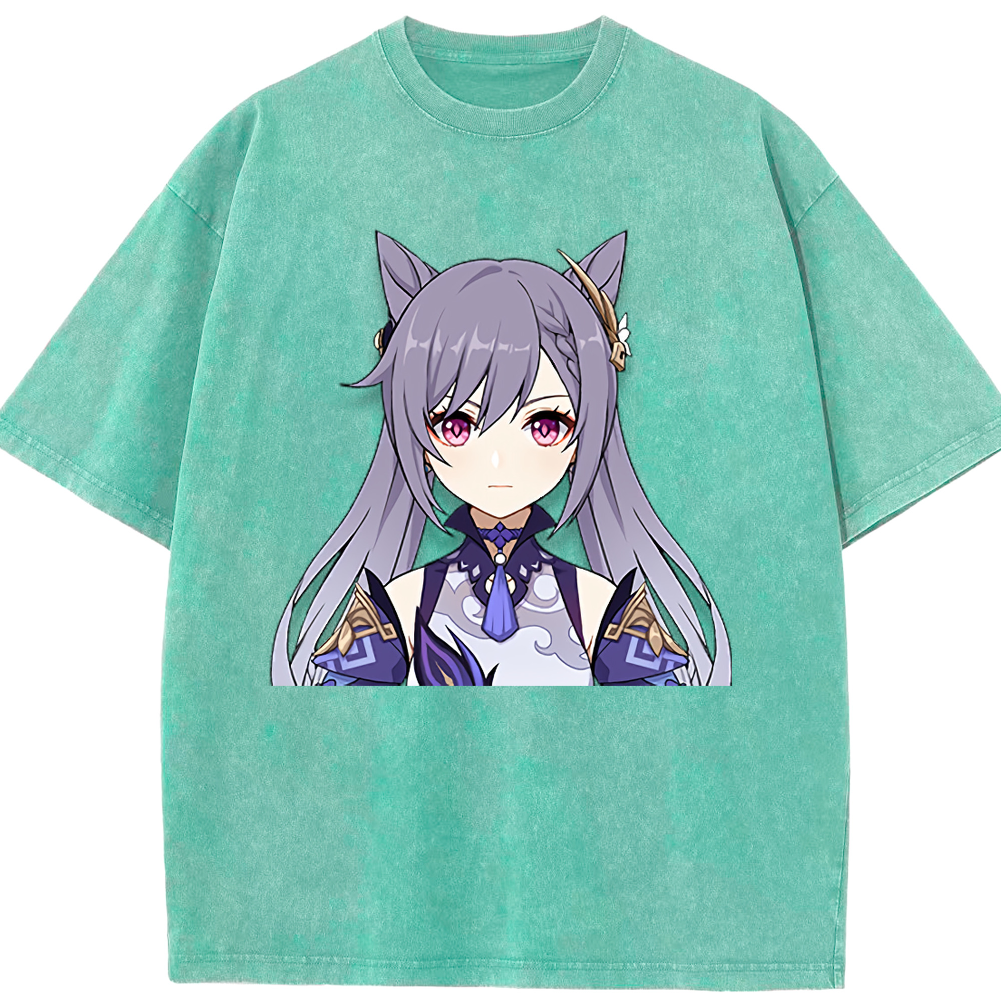 げんし神 刻晴 こくせい genshin Kokusei 綿100% ヴィンテージ風 半袖Tシャツ（フロントプリント）